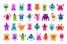 Vector Set Of Cartoon Cute Monsters
