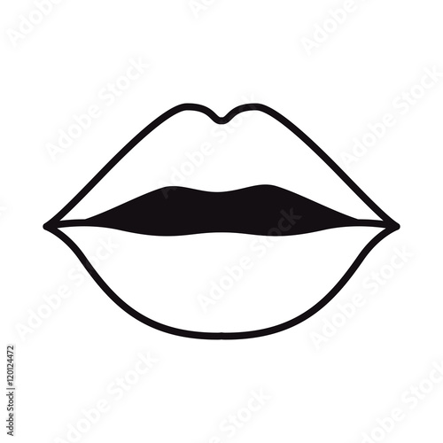 mouth with lips sensual sexy expression. silhouette vector illustration