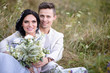 © ronedya - Young couple in love outdoor. Elegant bride and groom posing together outdoors on a wedding day. bride and groom in the Park. young couple in the woods. young couple in the grass. couple walking