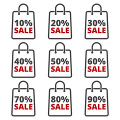 Poster - Paper bag, sale, discount percent sign