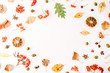© Floral Deco - autumn fall flat lay, top view creative frame arrangement.