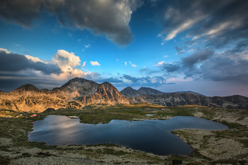 Panoramic view of Kamenitsa Peak And Tevno lake,  Pirin Mountain