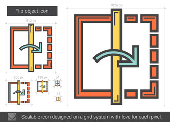 Poster - Flip object line icon.