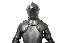 Old Metal Knight Armour Isolated On White Background