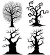 Scary tree silhouettes on the white background