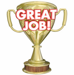 great job performance recognition trophy 3d illustration