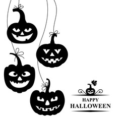 Poster - Halloween card with hang pumpkin