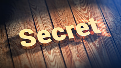 Wall Mural - Word Secret on wood planks