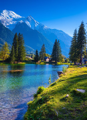 Poster - The Chamonix, City Park is illuminated by sunset