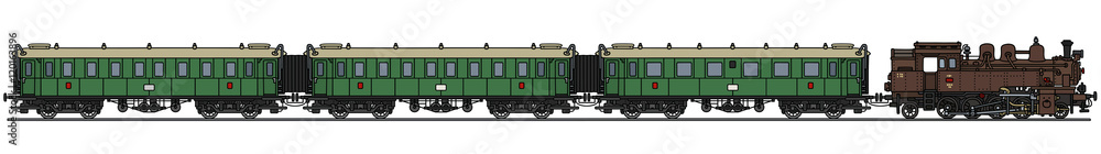 Hand drawing of an old steam passenger train Stock Vector | Adobe Stock
