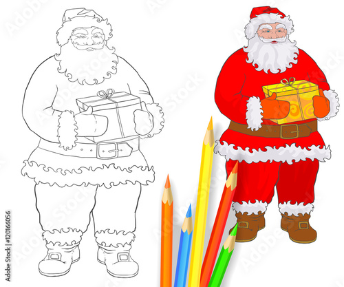 Hand Drawing For Coloring Book Santa Claus Page Linear