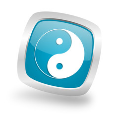 Wall Mural - Modern design square blue ying yang vector icon 