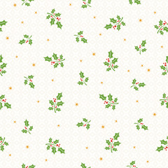 Wall Mural - seamless christmas pattern with holly