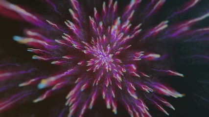 Wall Mural - digital animation of blurred light trails radiating from the center towards the edges on black backg