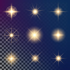 Wall Mural - Creative concept Vector set of glow light effect stars bursts with sparkles isolated on black background. For illustration template art design, banner for Christmas celebrate, magic flash energy ray