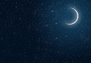 Wall Mural - background night sky with stars and moon