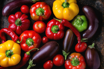 Wall Mural - Variety of colorful paprika peppers