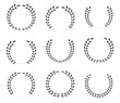 © darsi - Circular laurel foliate and wheat wreaths, set of black silhouette, isolated on white background, vector illustration.
