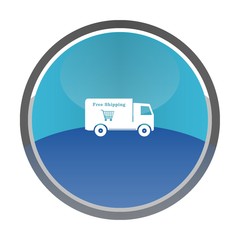 Sticker - Camion de livraison gratuit dans un bouton