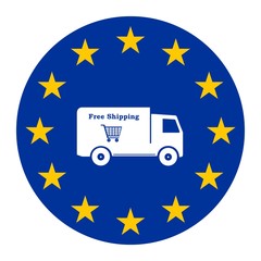 Canvas Print - Camion de livraison gratuit dans un drapeau européen