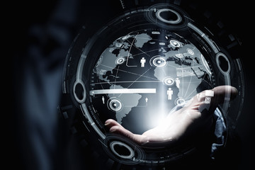 Poster - Global connection technologies . Mixed media