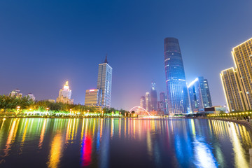 Wall Mural - beautiful night view of tianjin