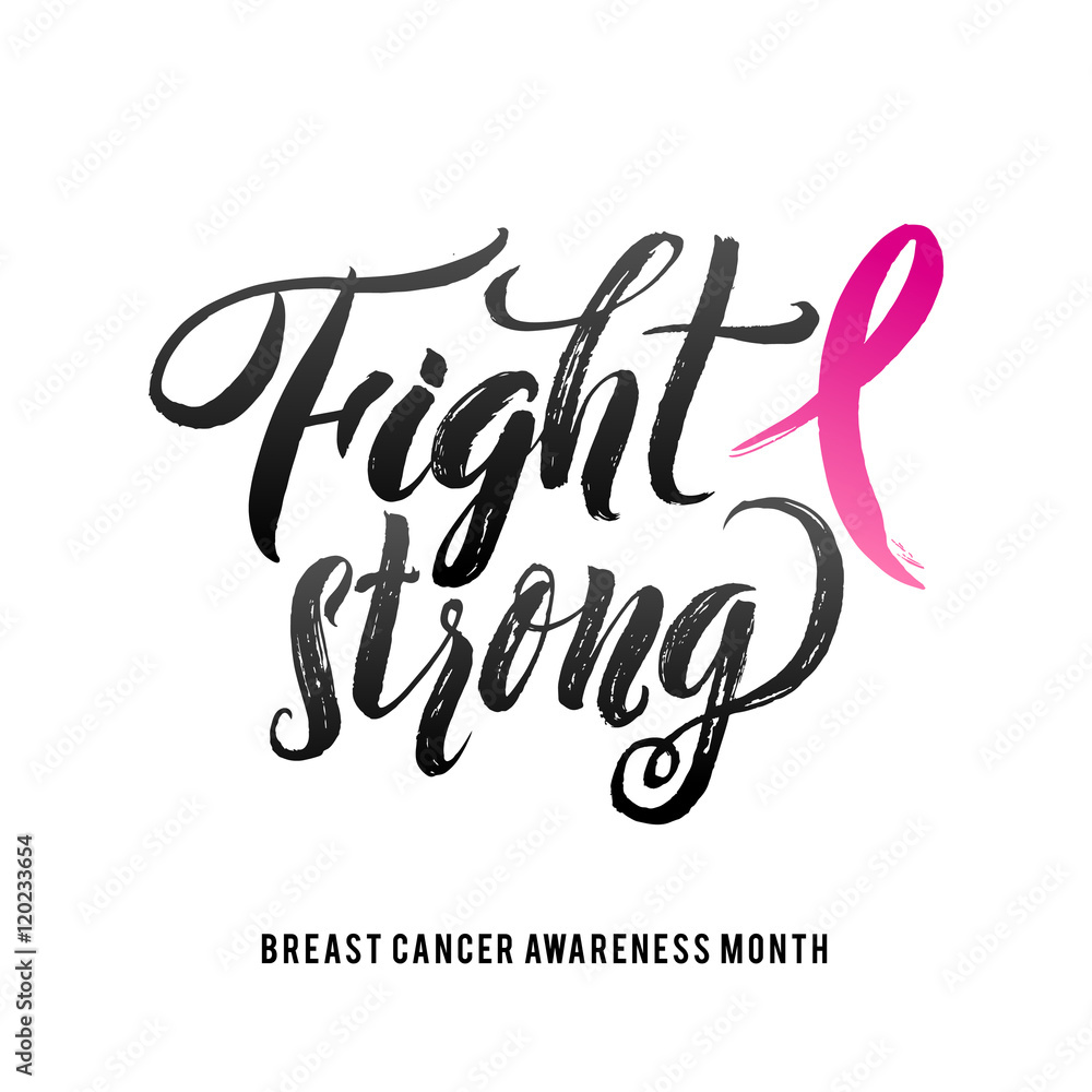 Vector Breast Cancer Awareness Calligraphy Poster Design. Stroke Pink ...
