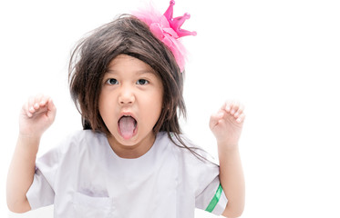 happy little girl on halloween party isolated