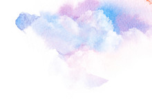 Watercolor Illustration Of Sky With Cloud.