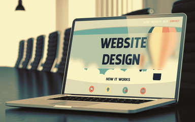 Wall Mural - website design concept on laptop screen. 3d illustration.