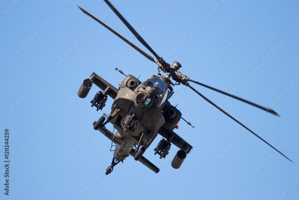 Papel de parede Front view of a flying attack helicopter
