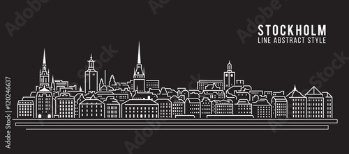 Photo Cityscape Building Line art Vector Illustration design - Stockholm city