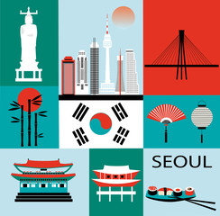 Wall Mural - Symbols of Seoul.