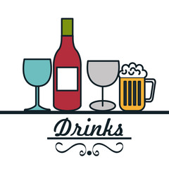 Sticker - set drinks glass cup design vector illustration eps 10