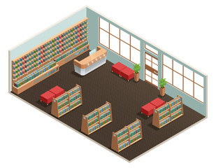 Poster - Library Interior Isometric