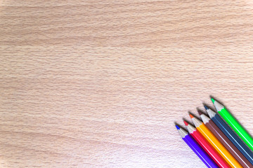 Color pencils on wood background / Colored pencils on wood background with space for your text 