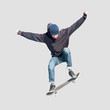 Skateboarder doing flip, vector illustration