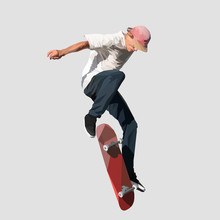 Young Skater Doing A Jump On A Skateboard, Vector Illustration