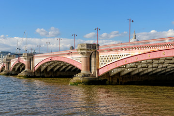 Blackfriars bridge - a road and foot traffic bridge, over the river Thames in London, UK.