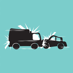 Truck And Car In An Accident Vector Illustration