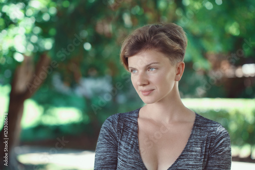 Portrait Of Smiling Young Middle Aged White Caucasian Girl