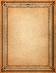 Wall Mural - old paper with patterned vintage frame - blank for your design