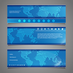 Wall Mural - web design elements - header design with earth map