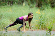 © BSstudio - Fitness woman training and jogging in summer park near forest. R