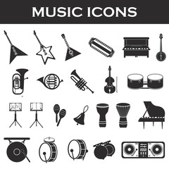 musical instruments icon set