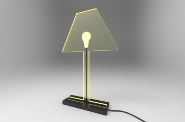 Creative LED table lamp made in acrylic plastic 3d rendering