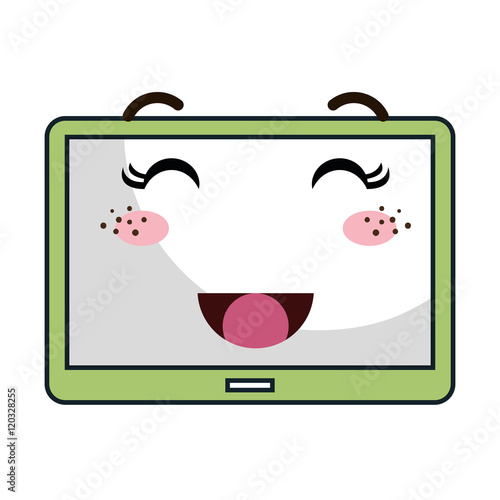 tablet technology device. kawaii cartoon smiling. vector illustration ...