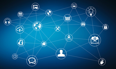 Circle tech connection data web 3D rendering