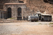 Old mine train in the Planu Sartu mine tunnel Galleria Henry near the mining village of Buggerru, Sardinia Italy 