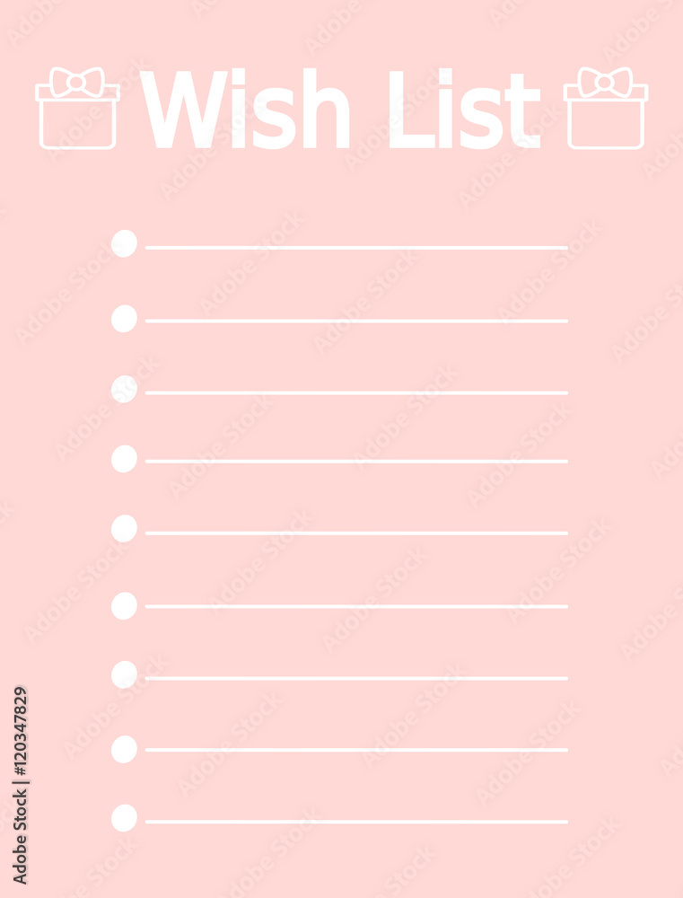 cute vector printable pink wish list Stock Vector | Adobe Stock